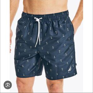 Nautica Mens Swim Trunks Shorts Lined Medium M Anchor Ship Pockets Drawstring